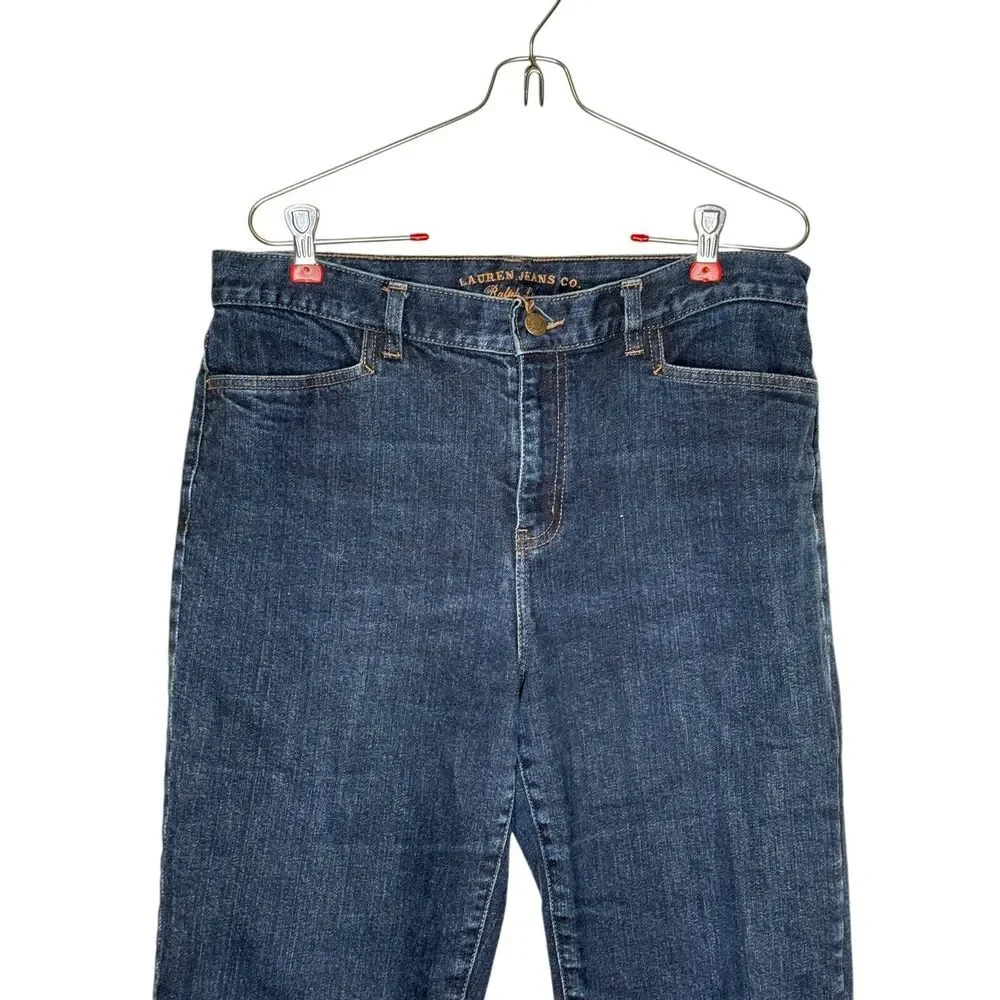 Lauren Jeans Co. Women's Jeans Classic Mid-Calf‎ Cropped High-Rise Denim Blue 32